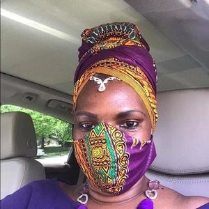 African Print Head wrap with Matching Mask